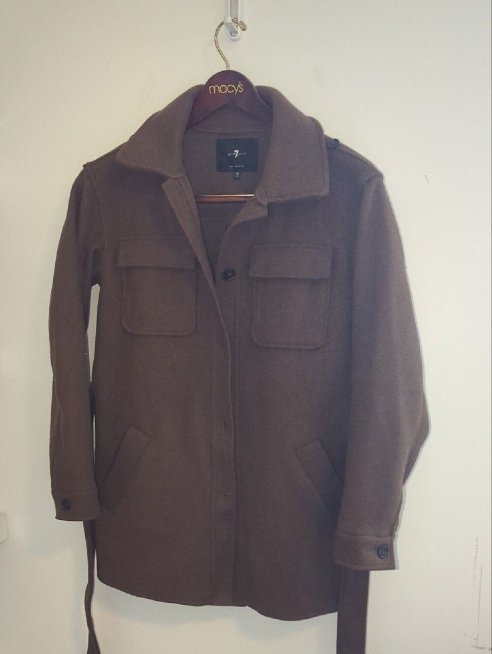 7 For All Mankind Men's Dark Brown Wool Field Jacket